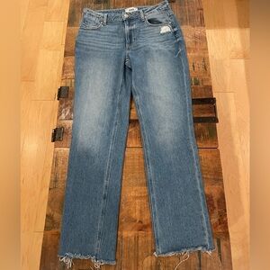 PAIGE NOELLA Blue Straight Leg Jeans Distressed Details 26